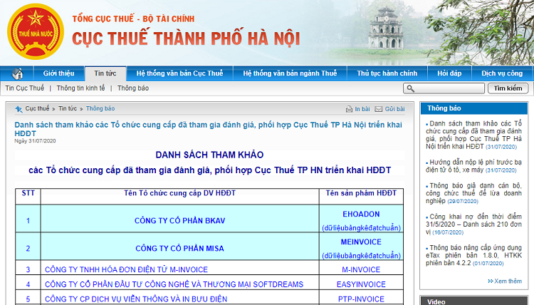 Top Hóa đơn điện tử bán chạy miền trung